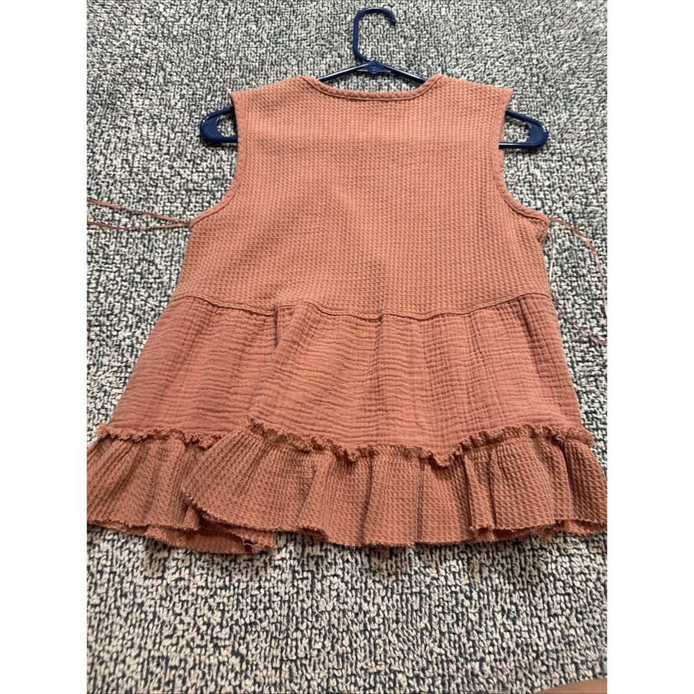 Pink Rose Women's Size Large Waffle Knit Babydoll Tank Top - Picture 7 of 12